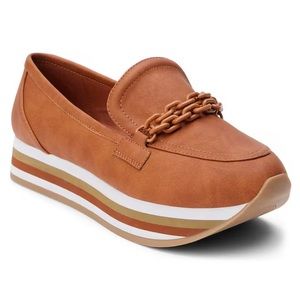 Coconuts by Matisse Carleen Faux Leather Platform Loafers Cognac Size 8M